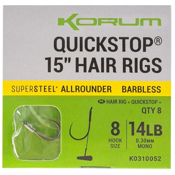 Supersteel Big Fish Quickstop 15” Hair Rigs Barbless 2 Supersteel Big Fish Quickstop 15” Hair Rigs Barbless - Afbeelding 2
